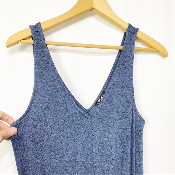 NWT-Express Blue Marl V neck Ruffle short Romper XS - Picture 2 of 7